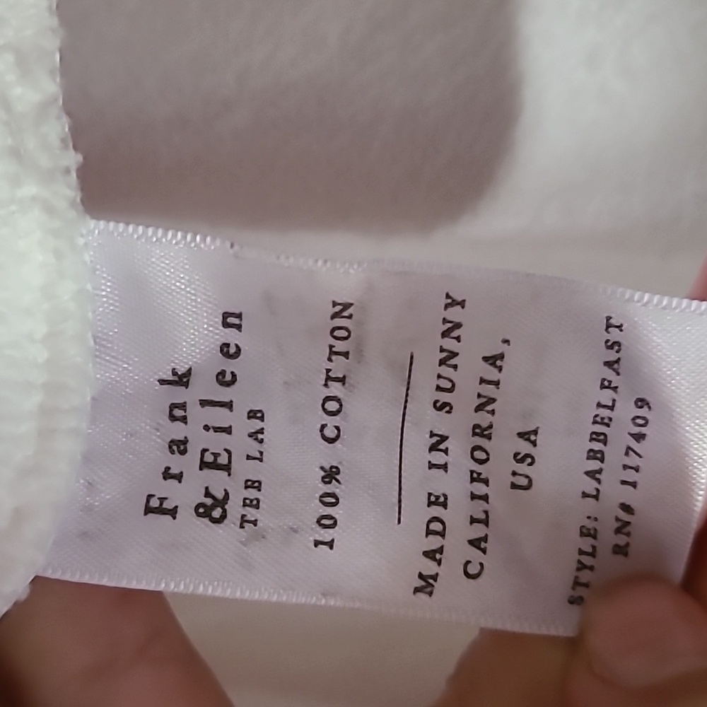 Frank & Eileen Belfast Triple Fleece Sweatshirt Peacoat  White Jacket - Picture 10 of 17